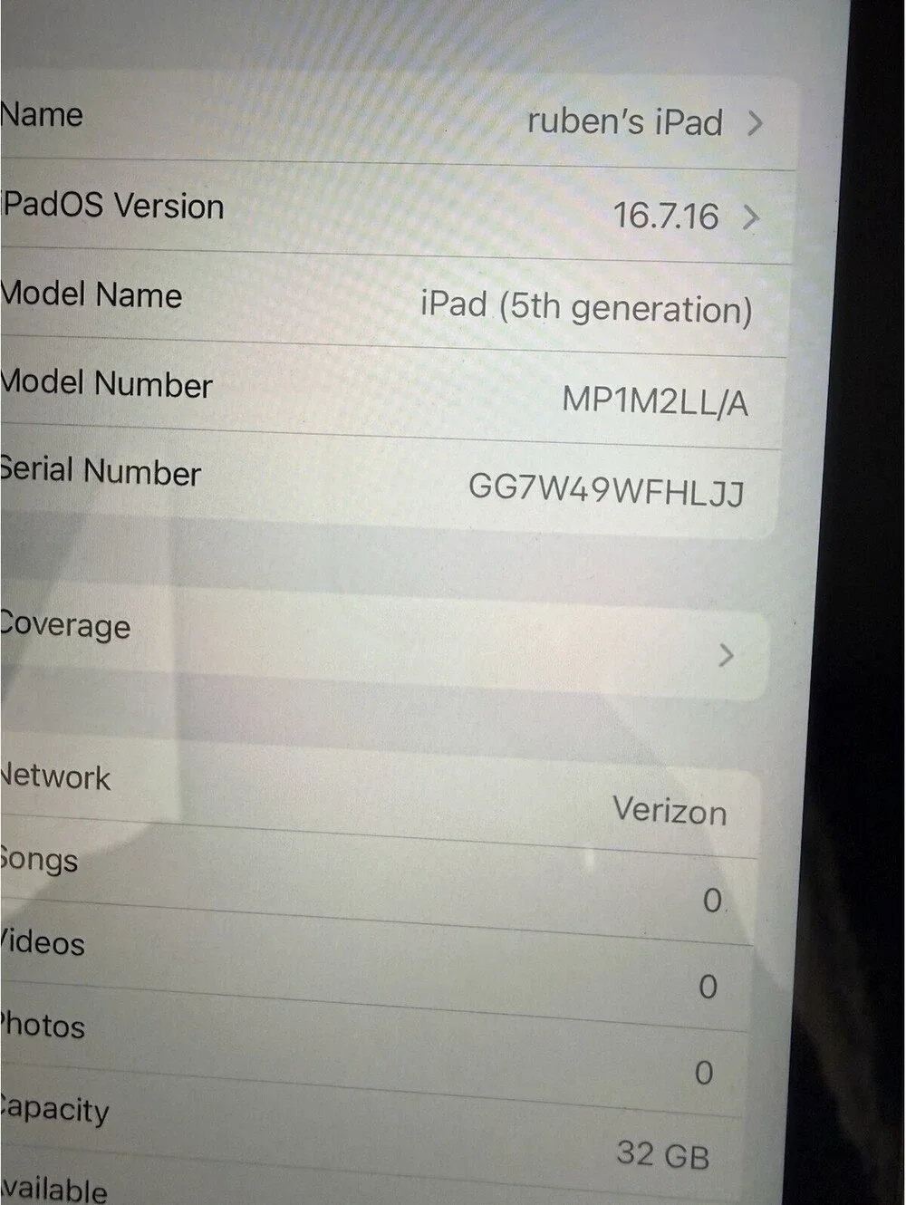Apple iPad (5th Gen) A1823 32GB Wi-Fi + Cellular Tablet  Space Gray Good Cond
